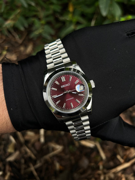Maroon DateJust Custom Seiko Mod