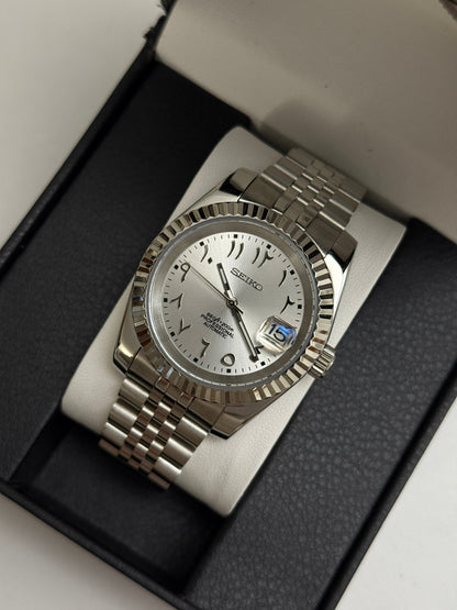 Frost White Arabic Datejust Custom Seiko Mod