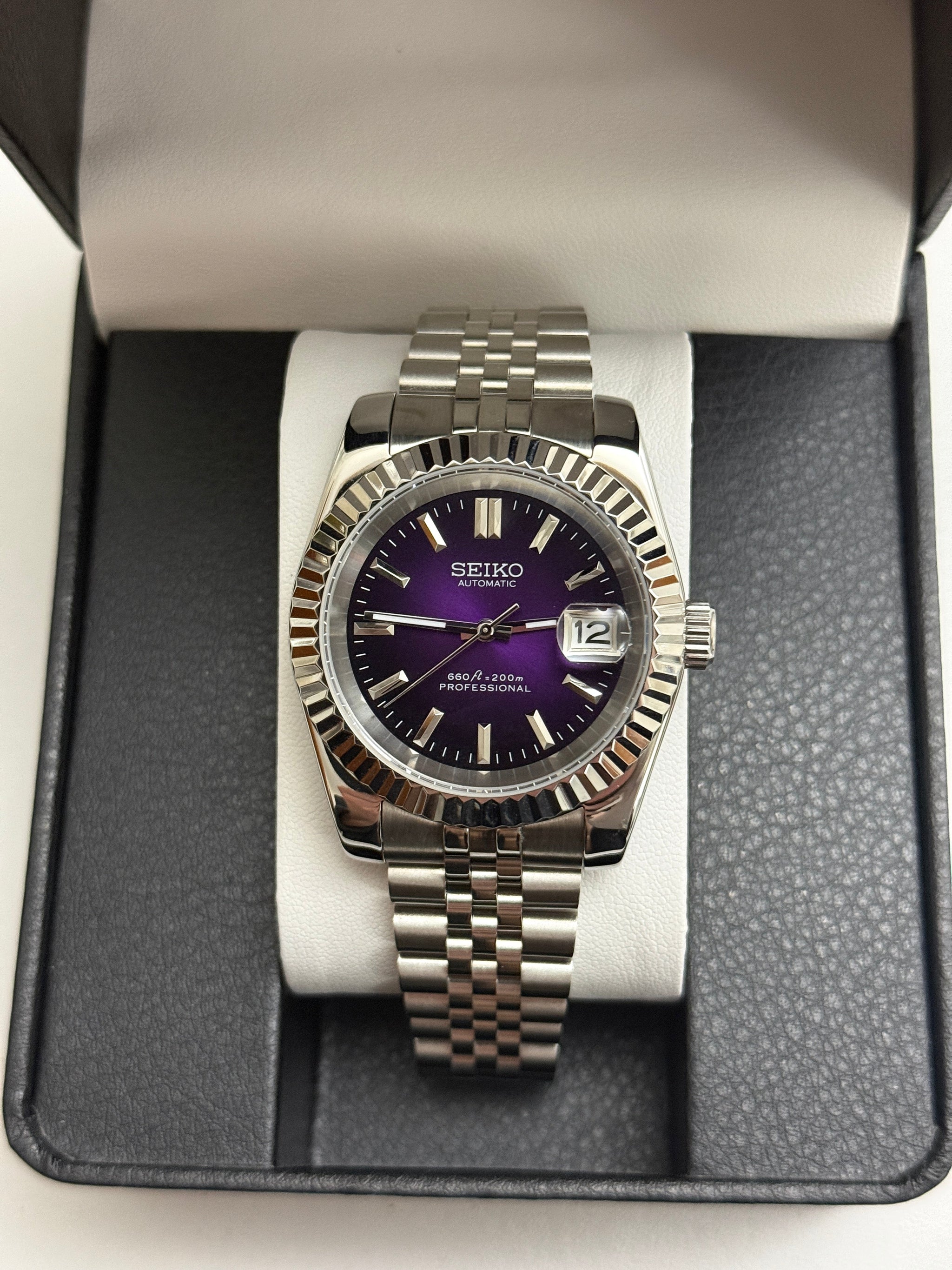 Purple Sunburst DateJust Custom Seiko Mod
